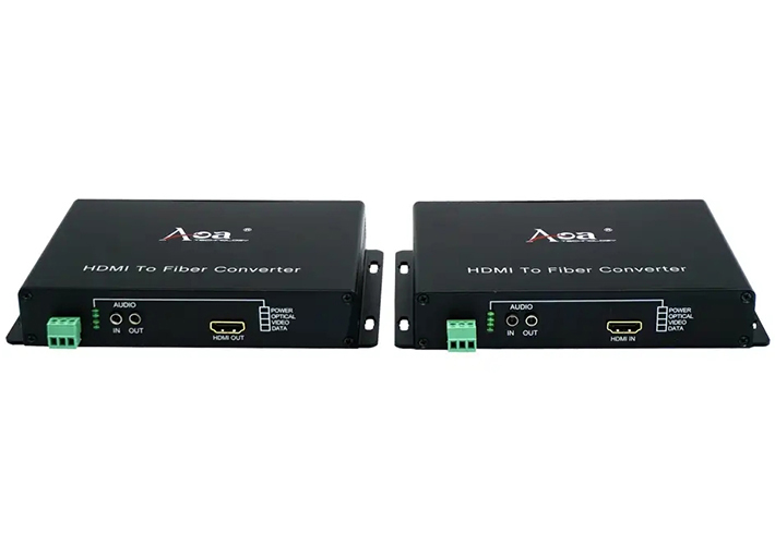 Foto Kit conversor de vídeo HDMI a fibra óptica monomodo.